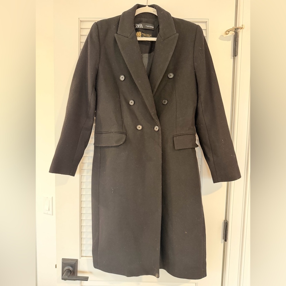 Zara Black Double-Breasted Coat